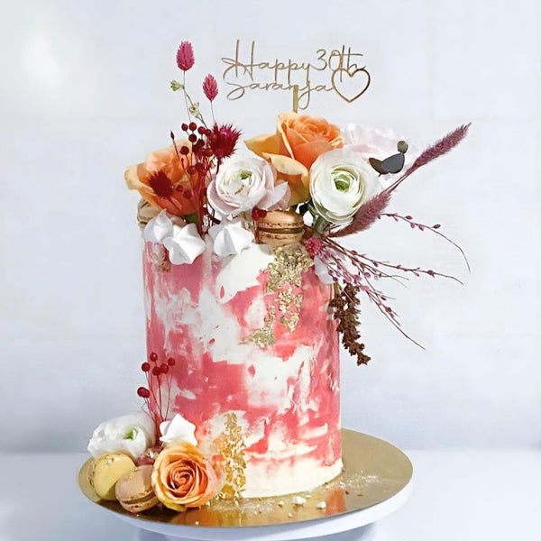 Cake Topper - Happy 30th mit Herz und Name